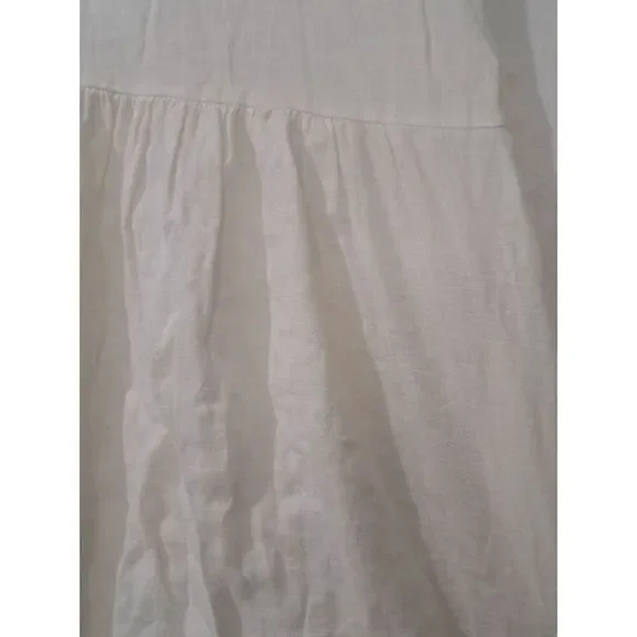Lou & Grey Womens Small LAGENLOOK Beachy Midi Dress Ivory 100% Linen Pockets - Picture 3 of 9
